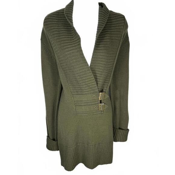 Olivia Sky Sweaters - Olivia Sky Olive Green Buckle Detail Sweater Military Chic Dark Academia Size L